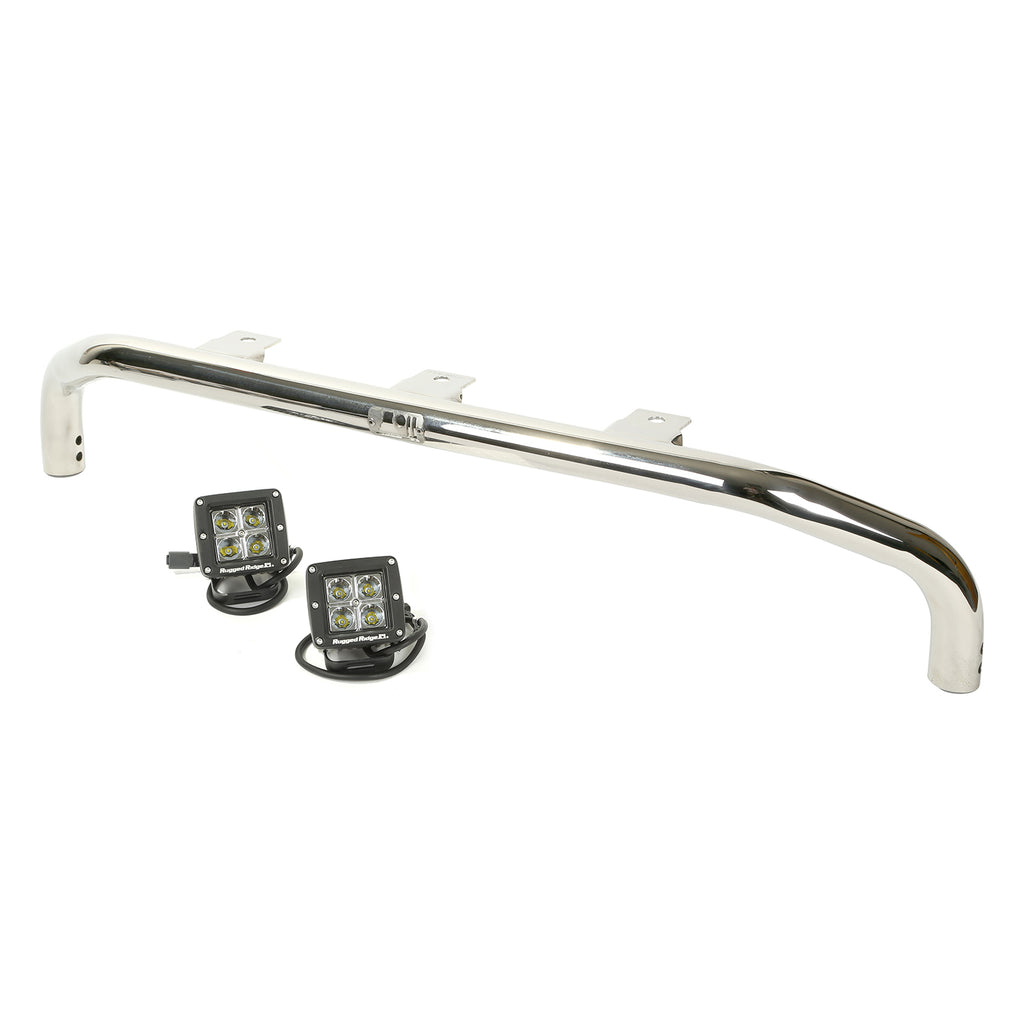 Rugged Ridge 11138.22 | Bumper Mounted Light Bar Kit, Stainless Steel, Square; 07-16 Wrangler