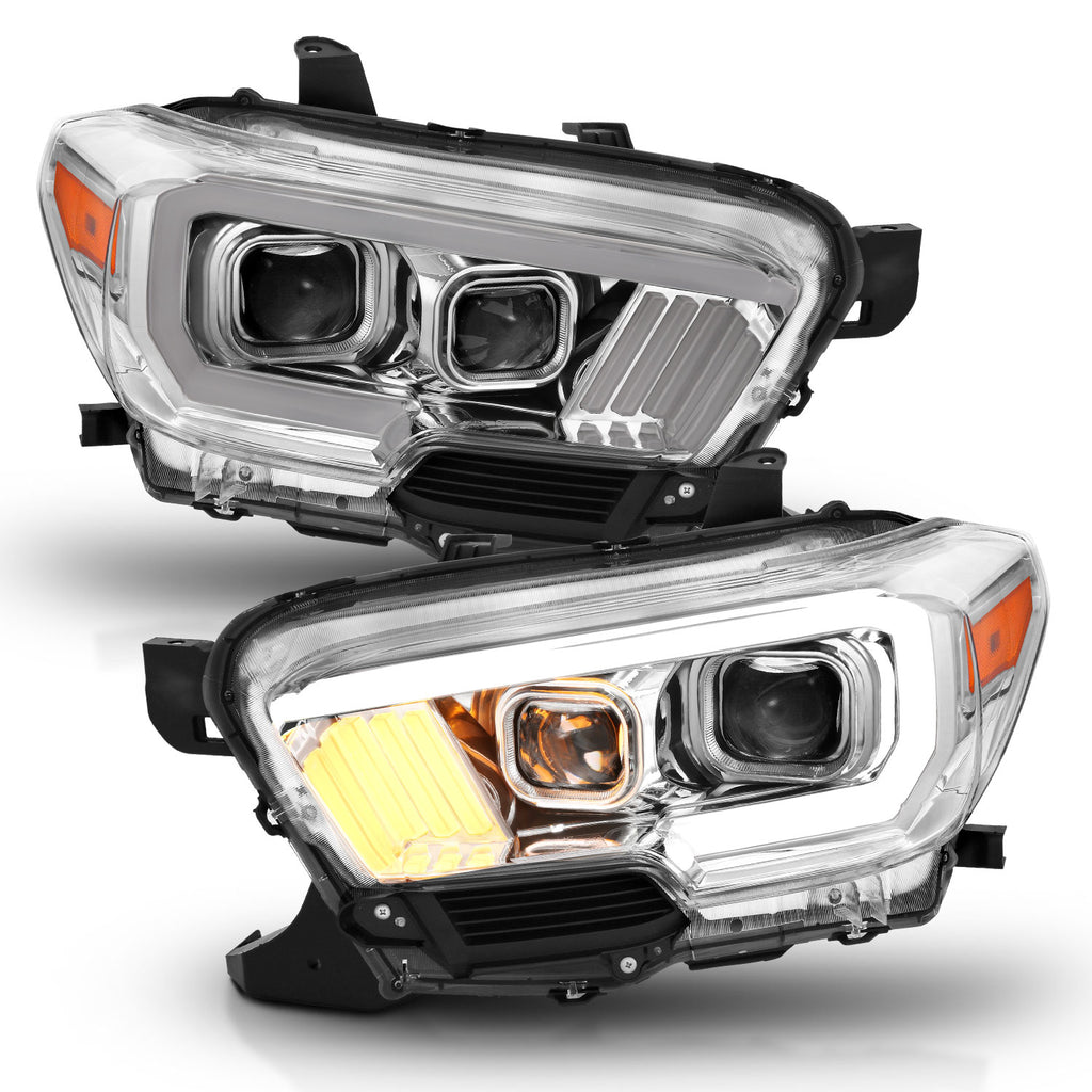 ANZO USA-111380 | Projector Headlights w/ Plank Style Design Chrome/Amber w/ DRL
