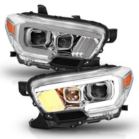 ANZO USA-111380 | Projector Headlights w/ Plank Style Design Chrome/Amber w/ DRL