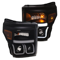 ANZO USA-111386 | Projector Headlights w/ U-Bar Switchback Black w/ Amber