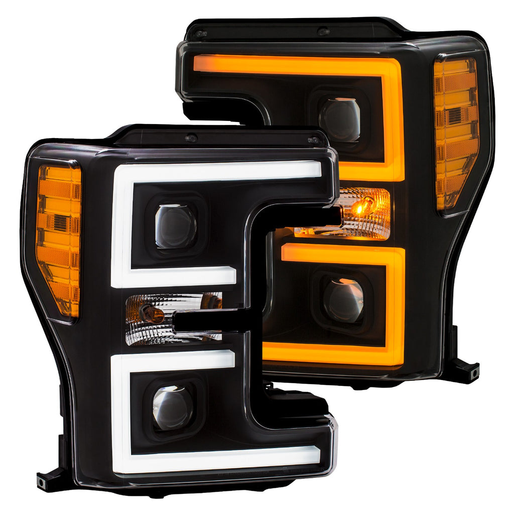 ANZO USA-111388 | Projector Headlights w/ U-Bar Switchback Black w/ Amber