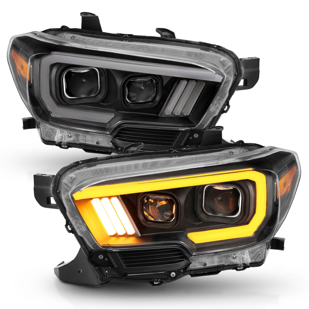 ANZO USA-111397 | Projector Headlights w/ Plank Style Switchback Black w/ Amber W/ DRL