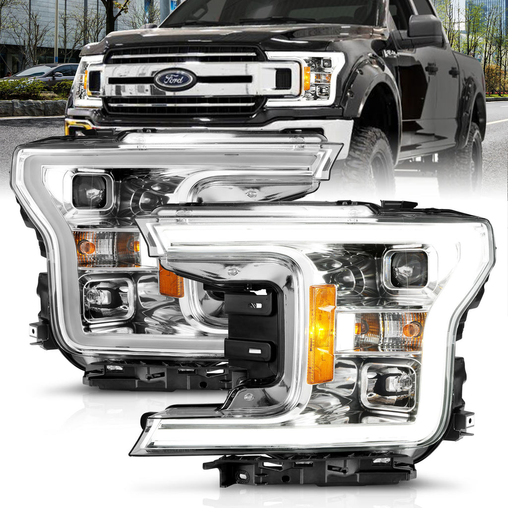 ANZO USA-111399 | Projector Headlights w/ Plank Style Switchback Chrome w/ Amber