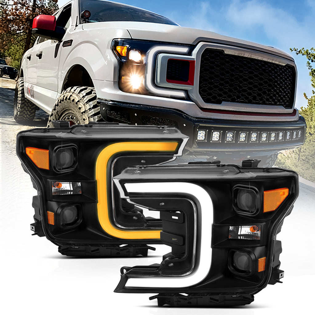 ANZO USA-111400 | LED Projector Headlights w/ Plank Style Switchback Black w/ Amber