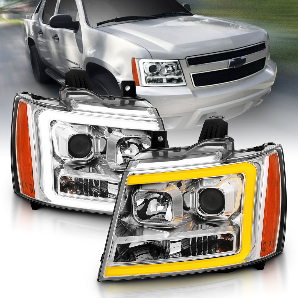 ANZO USA-111403 | Projector Headlights w/ Plank Style Switchback Chrome w/ Amber