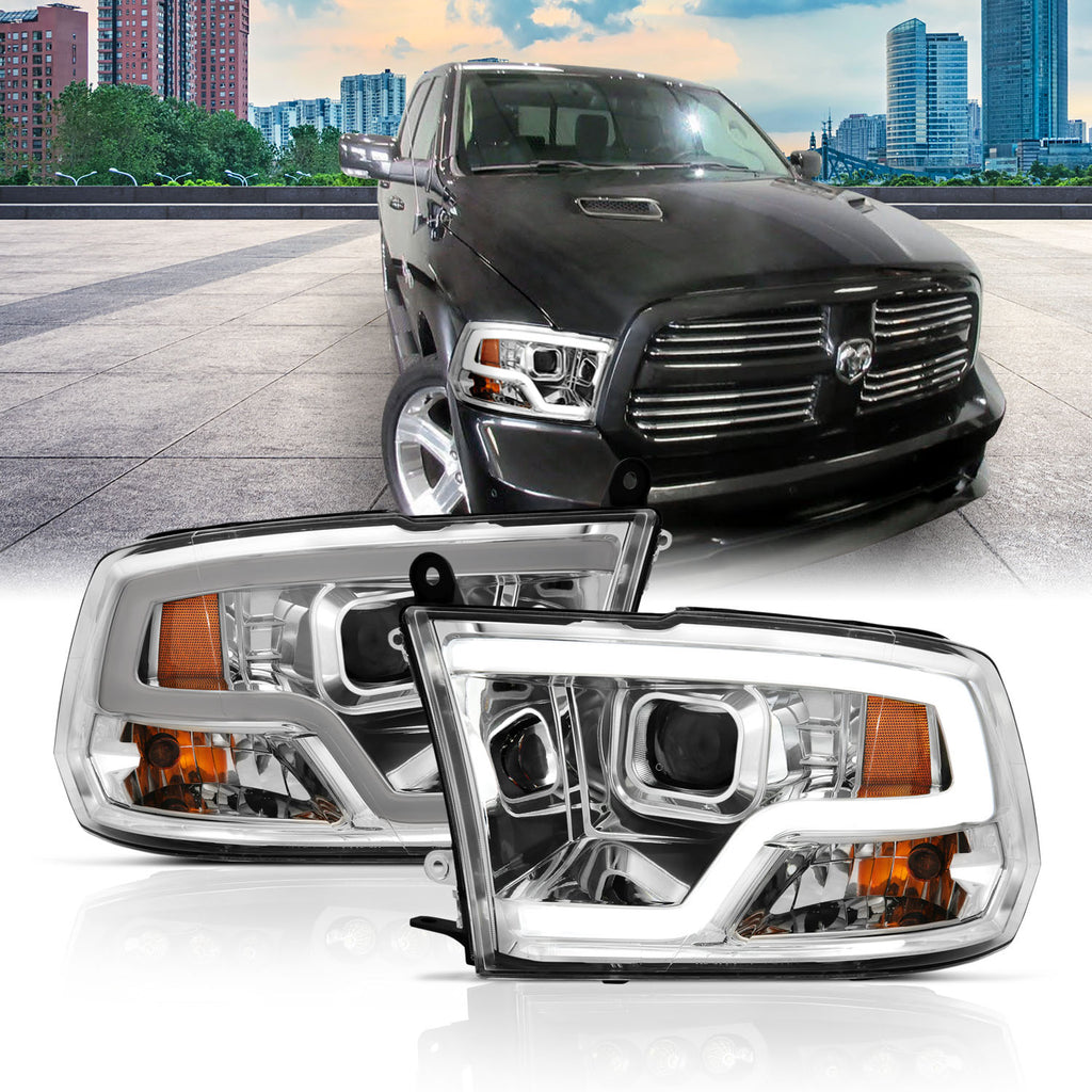 ANZO USA-111405 | Projector Headlights Plank Style Design Chrome w/ Halo