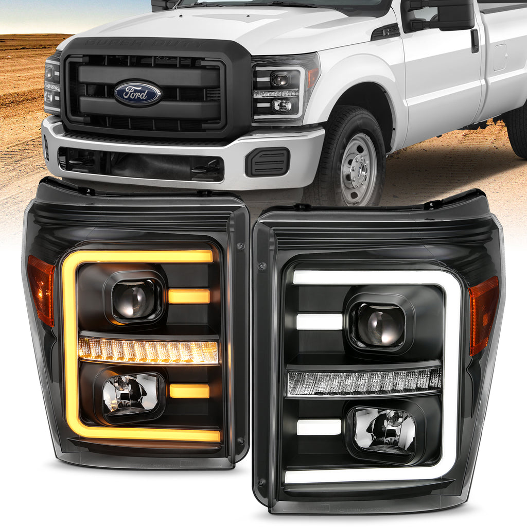 ANZO USA-111406 | Projector Headlights w/ Plank Style Switchback Black w/ Amber
