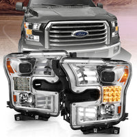 ANZO USA-111409 | Projector Headlights w/ Plank Style Design Chrome w/ Amber Sequential Turn Signal