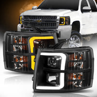 ANZO USA-111410 | Projector Headlights w/ Plank Style Switchback Black w/ Amber