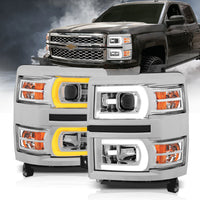 ANZO USA-111413 | Projector Headlights w/ Plank Style Switchback Chrome w/ Amber