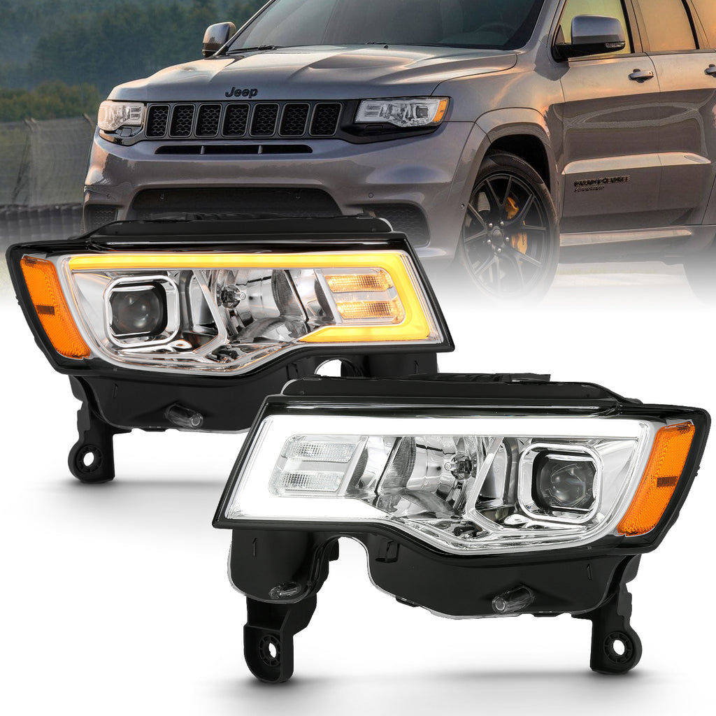 ANZO USA-111419 | Projector Headlights w/ Plank Style Switchback Chrome w/ Amber