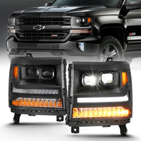 ANZO USA-111420 | LED Projector Headlights w/ Plank Style Black w/ Amber