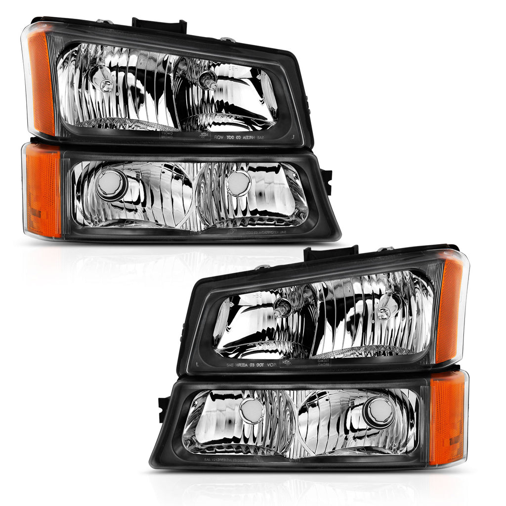 ANZO USA-111452 | Crystal Headlights; Black Housing; Clear Lens; w/Signal Lights; 4pcs