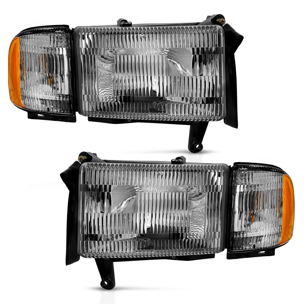 ANZO USA-111456 | Crystal Headlights; Chrome Housing; Clear Lens; w/Corner Lights; Pair  (OE Replacement)