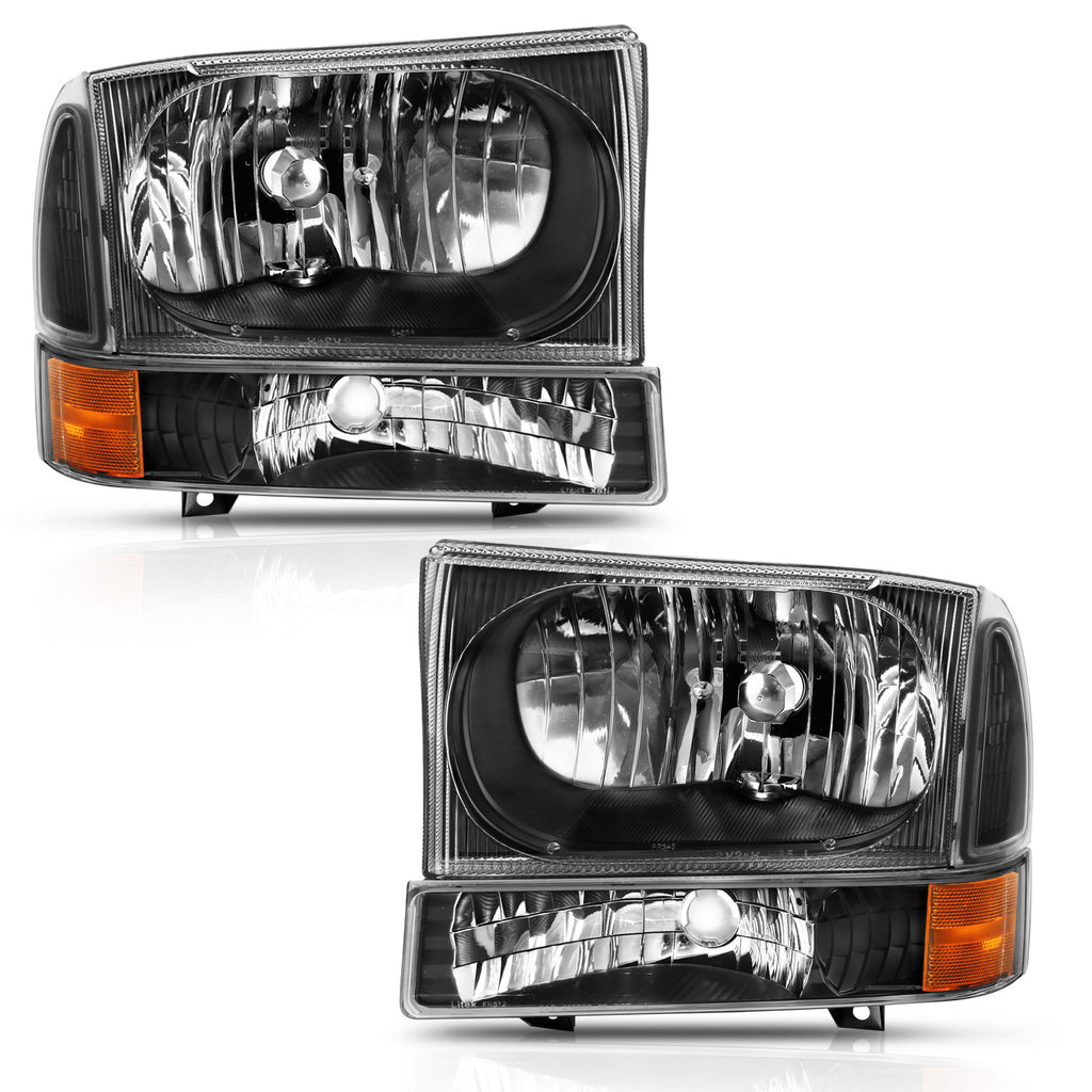 ANZO USA-111457 | Crystal Headlights; Black Housing; Clear Lens; w/Corner Lights; Pair