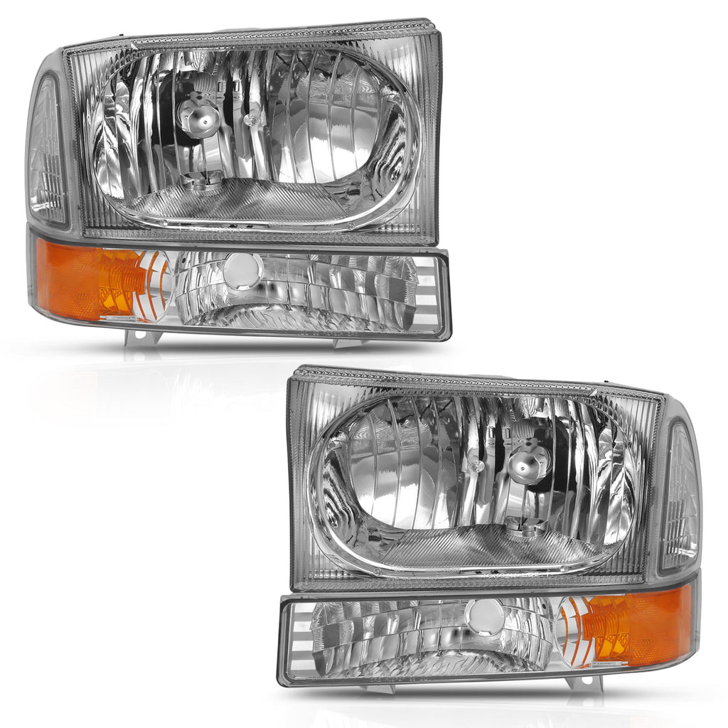 ANZO USA-111458 | Crystal Headlights; Chrome Housing; Clear Lens; w/Corner Lights; Pair