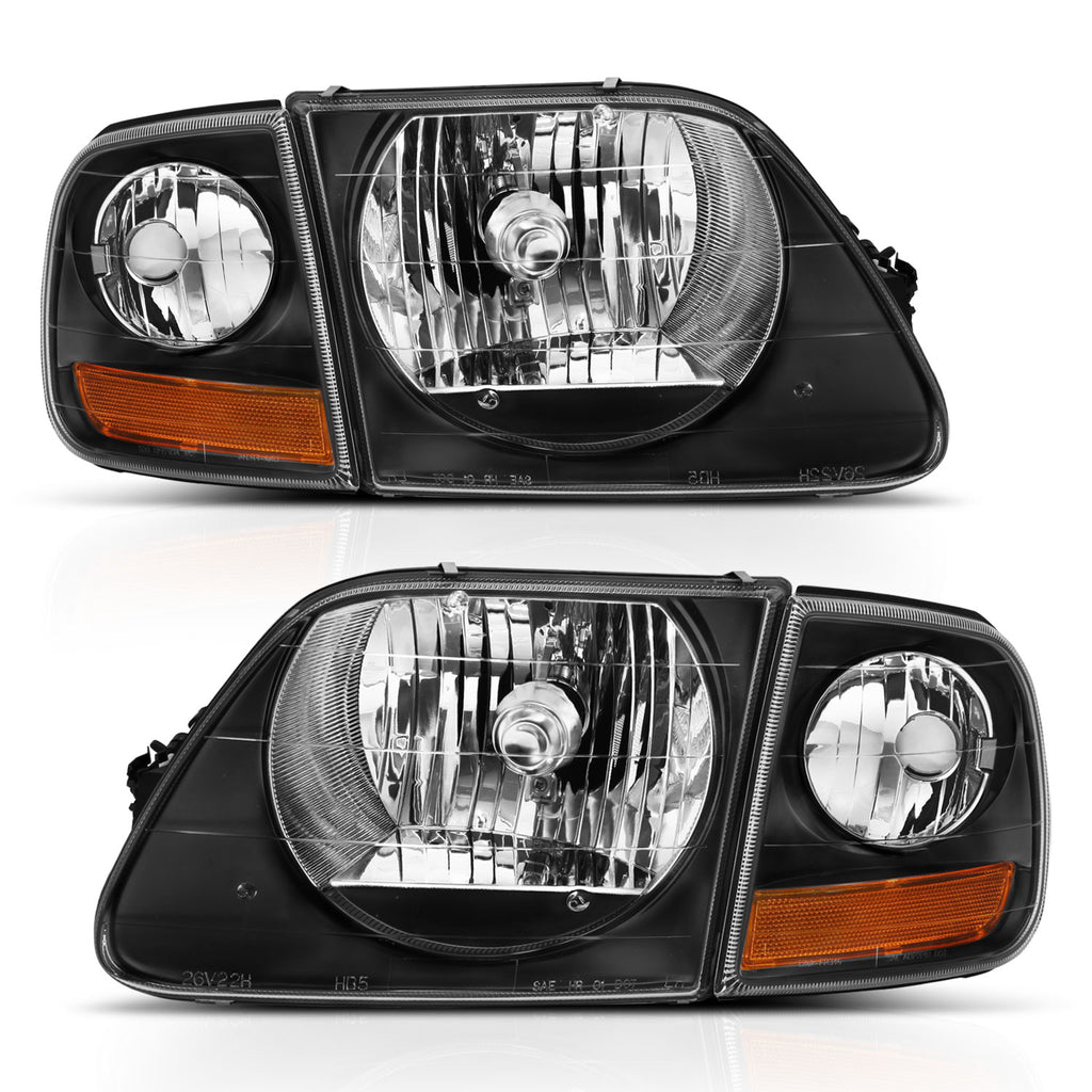 ANZO USA-111460 | Crystal Headlights; Black Housing; Clear Lens; w/ Packing Lights; Pair