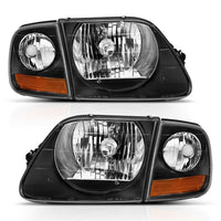 ANZO USA-111460 | Crystal Headlights; Black Housing; Clear Lens; w/ Packing Lights; Pair