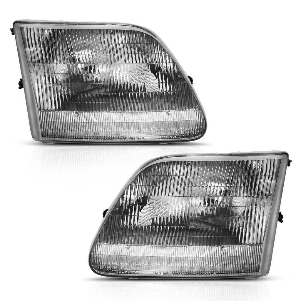 ANZO USA-111461 | Crystal Headlights; Chrome Housing; Clear Lens; Pair (OE Replacement)