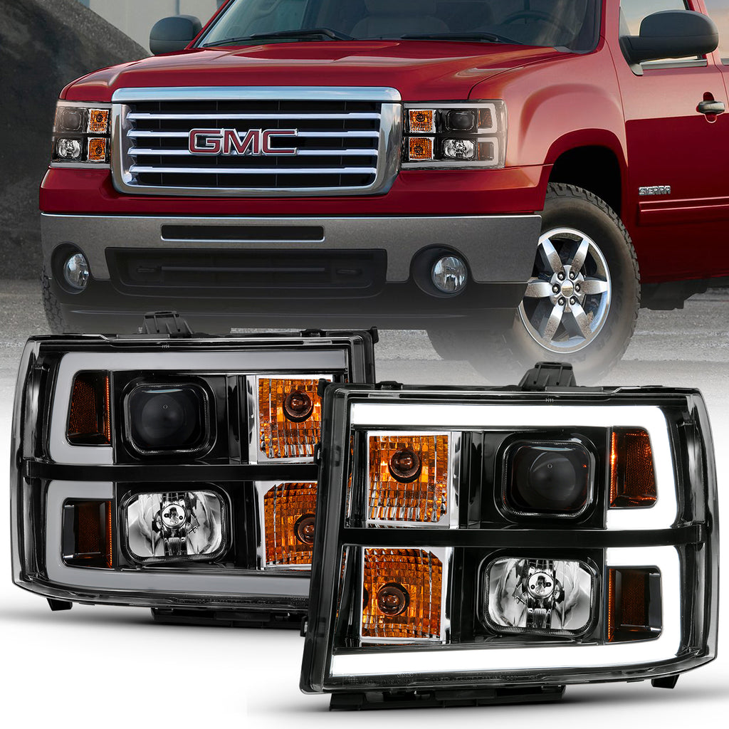 ANZO USA-111482 | PROJECTOR HEADLIGHT PLANK STYLE BLACK W/ CLEAR LENS AMBER