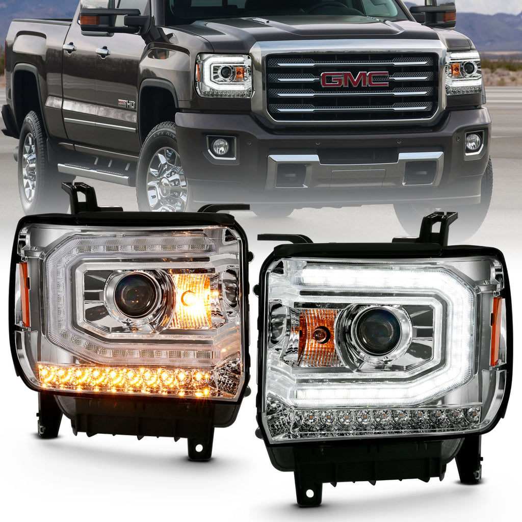 ANZO USA-111486 | Projector Headlights Plank Style Chrome w/ Sequential