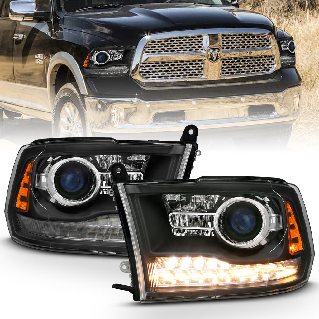 ANZO USA-111489 | Projector Headlights; Plank Style ; Switchback; Matte Black Housing; Clear Lens; Pair