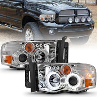 ANZO USA-111491 | Projector Headlights; Chrome Housing w/ Halo; Clear Lens; Pair