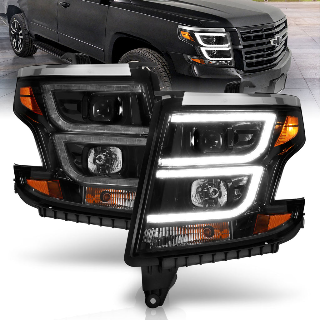 ANZO USA-111492 | Projector Headlights w/ DRL; Black Housing ; Clear Lens; Pair