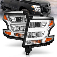 ANZO USA-111493 | Projector Headlights w/ DRL; Chrome Housing; Clear Lens; Pair