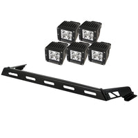Hood Light Bar Kit 5 Cube LED Lights; 07-16 Jeep Wrangler JK