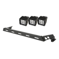 Hood Light Bar Kit Textured Black 3 Square LEDs; 07-16 Jeep Wrangler