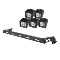 Hood Light Bar Kit Textured Black 5 Square LEDs; 07-16 Jeep Wrangler