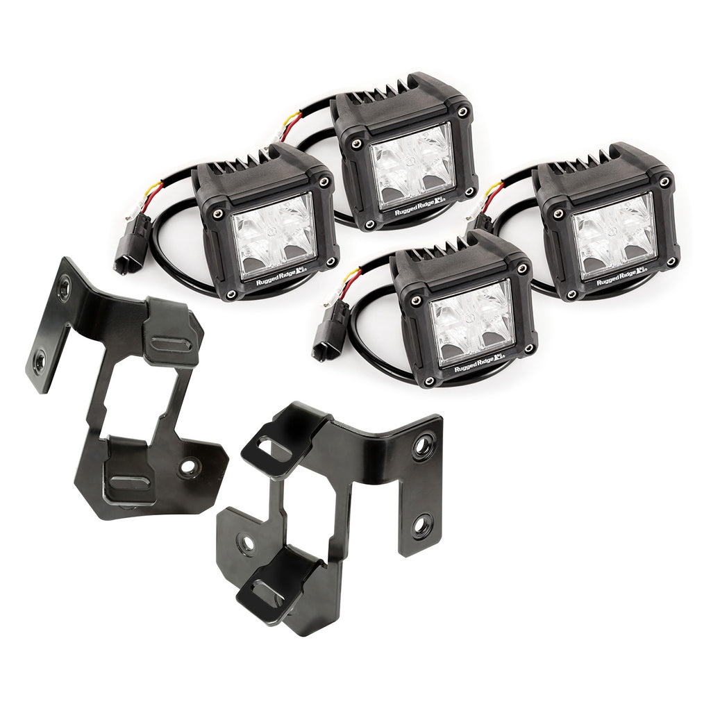 Rugged Ridge 11232.18 | Light Kit, A-Pillar Mounted, Dual Beam, Square; 07-18 Wrangler JK