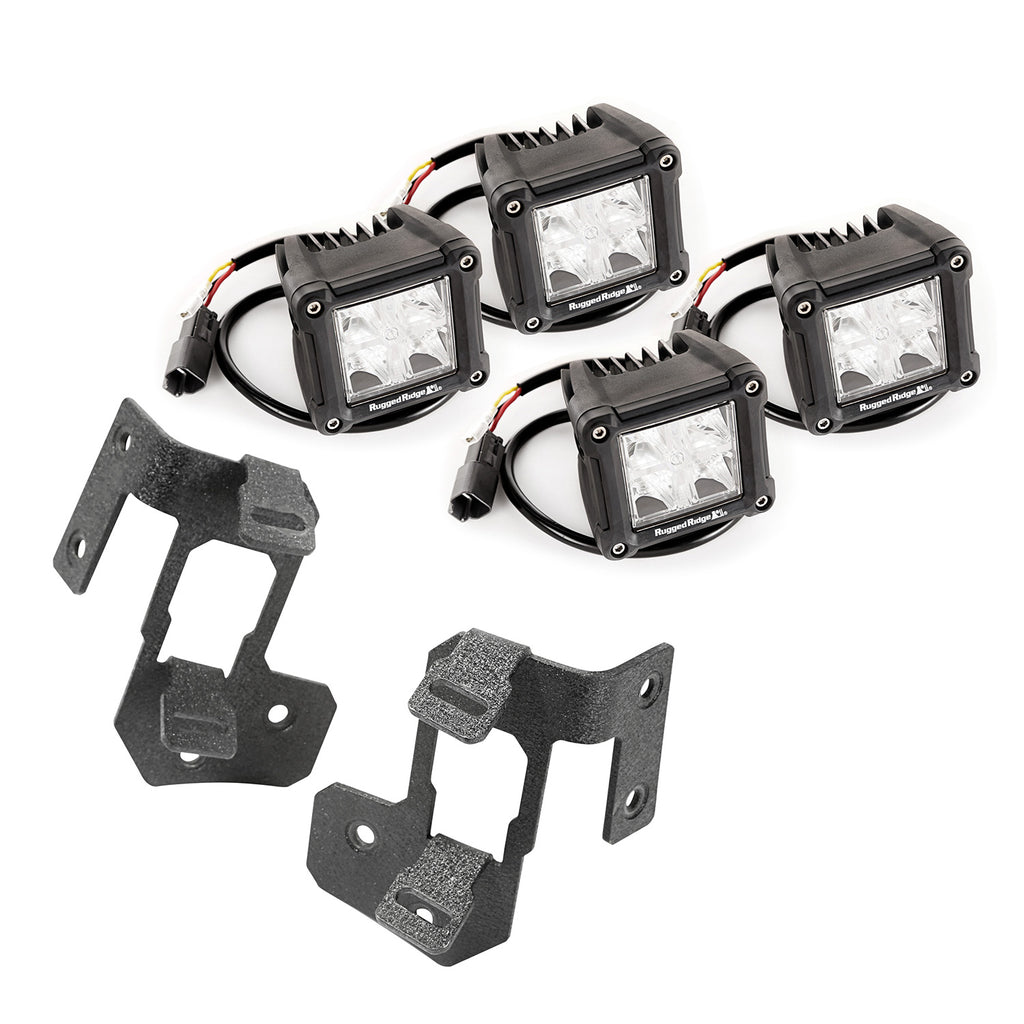 Rugged Ridge 11232.19 | Light Kit, A-Pillar Mounted, Dual Beam, Square; 07-18 Wrangler JK