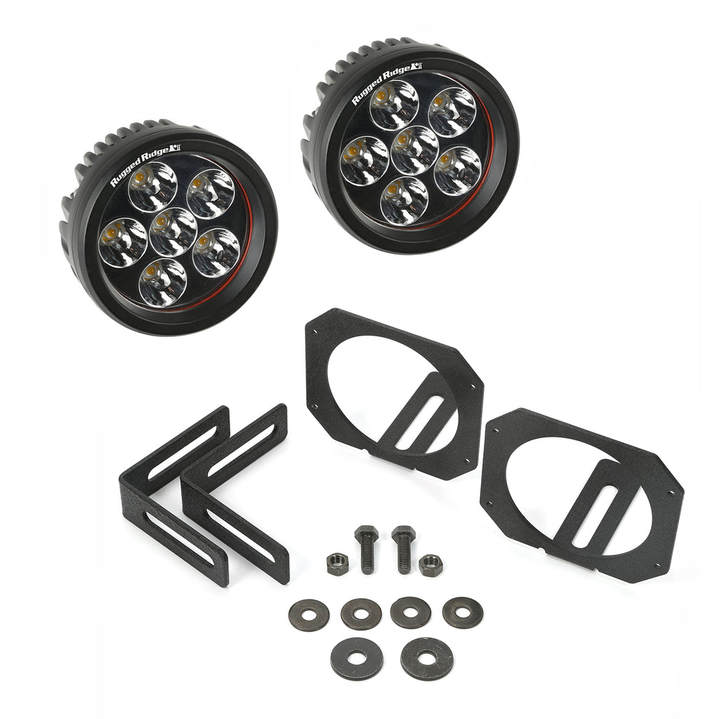 Rugged Ridge 11232.27 | LED Light/Mount Kit, Circle; 07-16 Jeep Wrangler JK