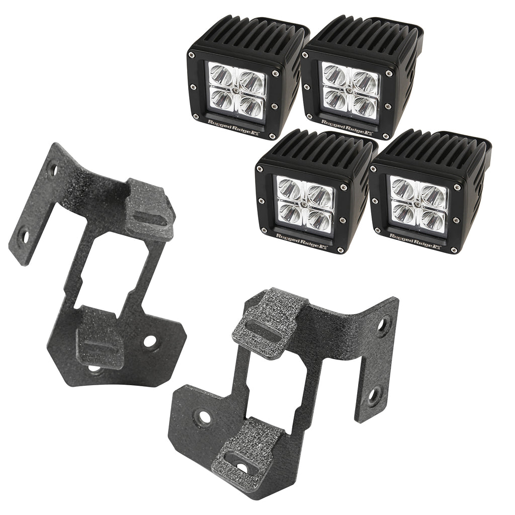 Rugged Ridge 11232.35 | A-Pillar Light Mount Kit, Textured Black, Square LED; 07-16 Wrangler