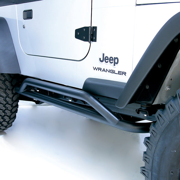 Rugged Ridge 11504.11 | RRC Rocker Guards, Black; 87-06 Jeep Wrangler YJ/TJ