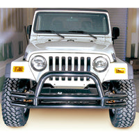 Double Tube Front Bumper w/ Hoop 3 Inch; 76-06 Jeep CJ/Wrangler YJ/TJ