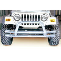 Double Tube Front Bumper 3 Inch Stainless Steel; 76-06 Jeep Models