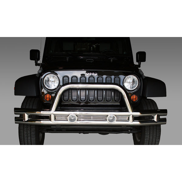 Tube Front Bumper 3 Inch Stainless Steel; 07-16 Jeep Wrangler JK