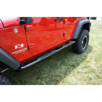 Round Tube Side Steps 3 Inch Black; 07-16 Jeep Wrangler JKU