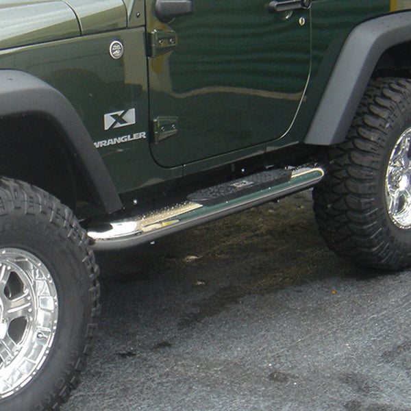 Rugged Ridge 11593.09 | 4 Inch Round Side Steps, Stainless Steel; 07-16 Jeep Wrangler JK