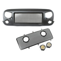 Spartan Grille Mesh Insert Kit w/ Rd LED Driving Lights; 07-16 Jeep JK