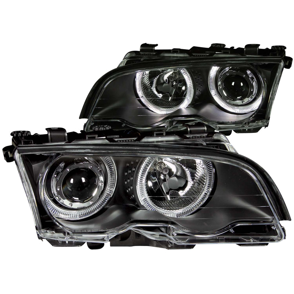 ANZO USA-121013 | Projector Headlight Set w/Halo; Clear Lens; Black Housing;Pair For Use w/Non HID Models Only;