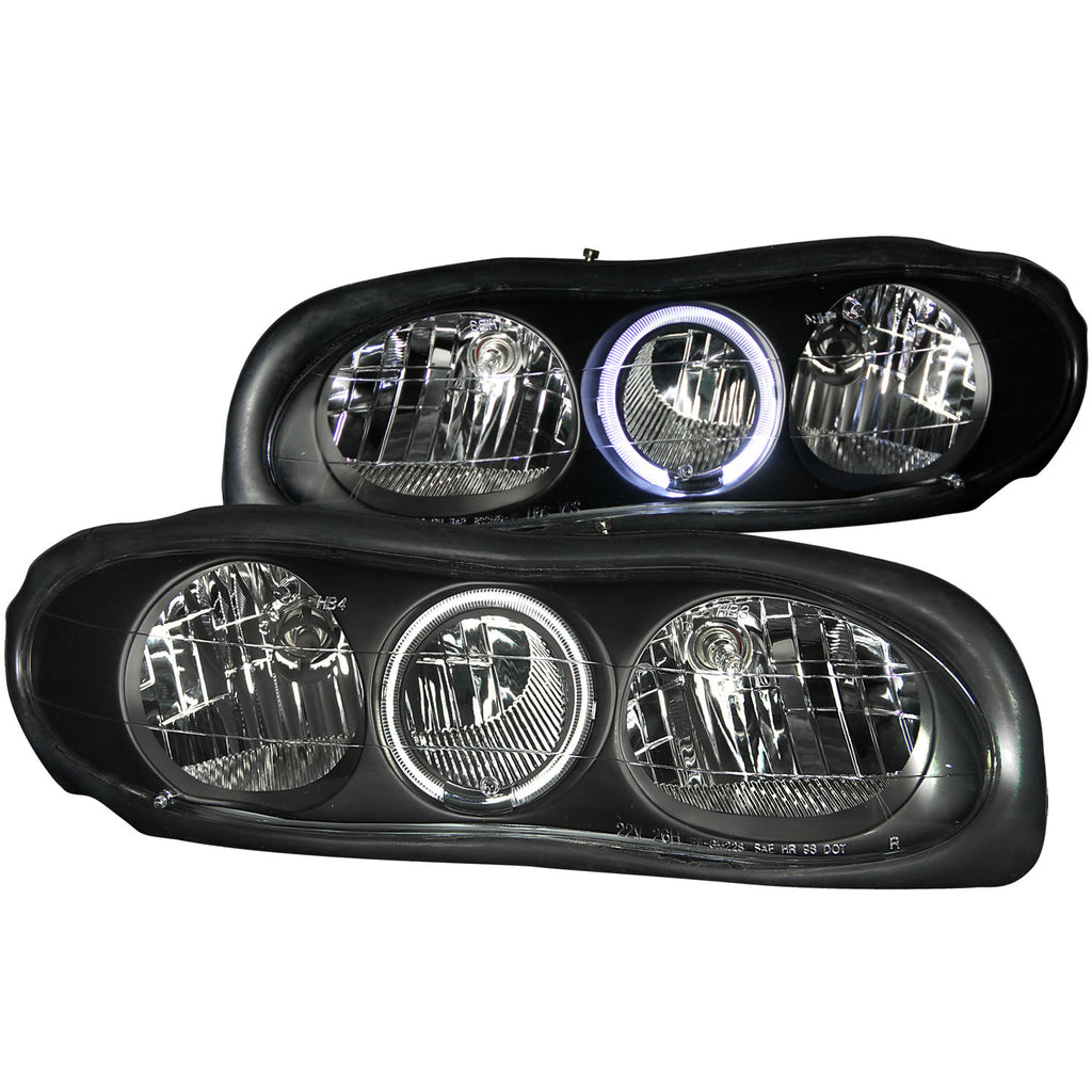 ANZO USA-121024 | Crystal Headlight Set w/Halo; Clear Lens; Black Housing;Pair