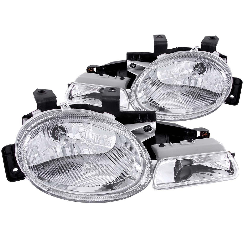 ANZO USA-121032 | Crystal Headlight Set; Clear Lens; Chrome Housing;Pair w/Parking Lamp;