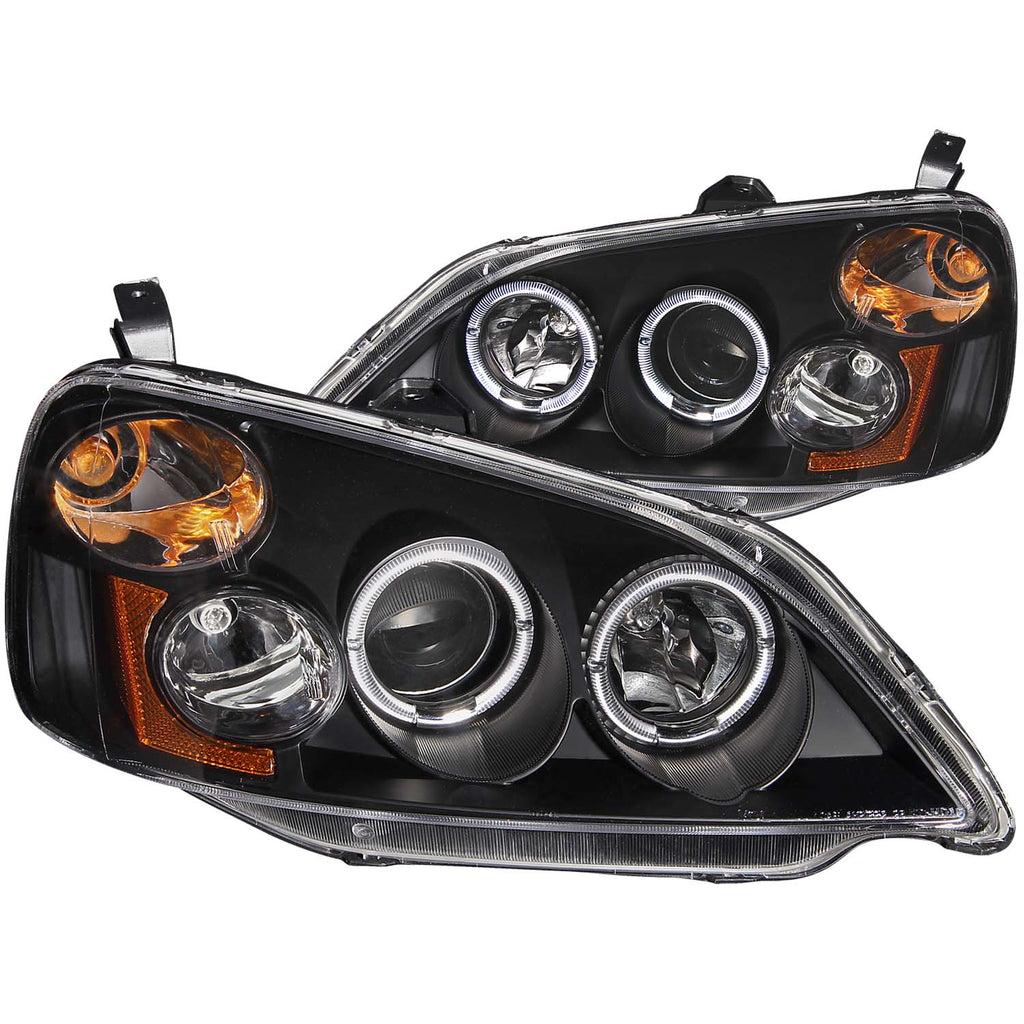 ANZO USA-121055 | Projector Headlight Set w/Halo; Clear Lens; Black Housing;Pair