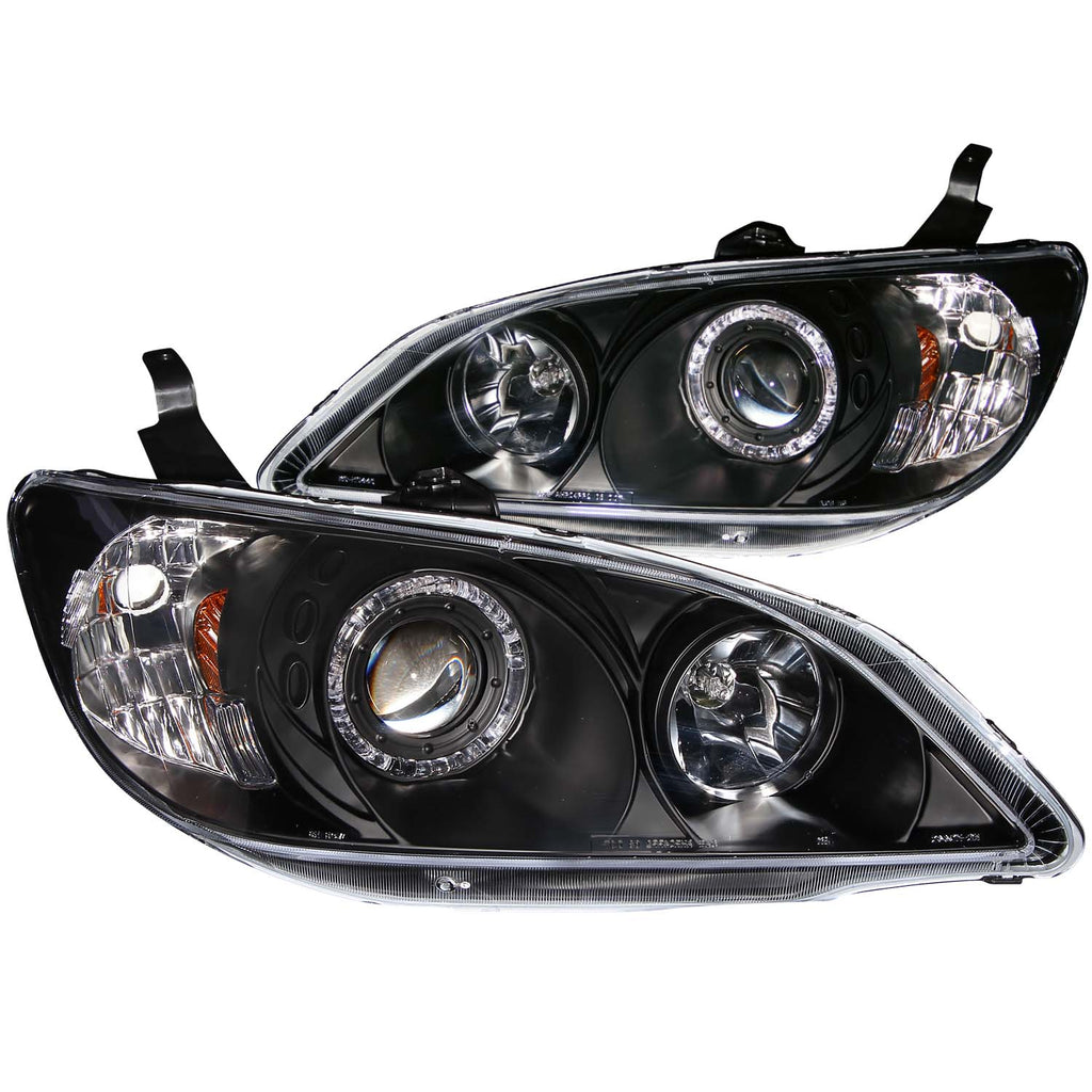 ANZO USA-121059 | Projector Headlight Set w/Halo; Clear Lens; Black Housing;Pair