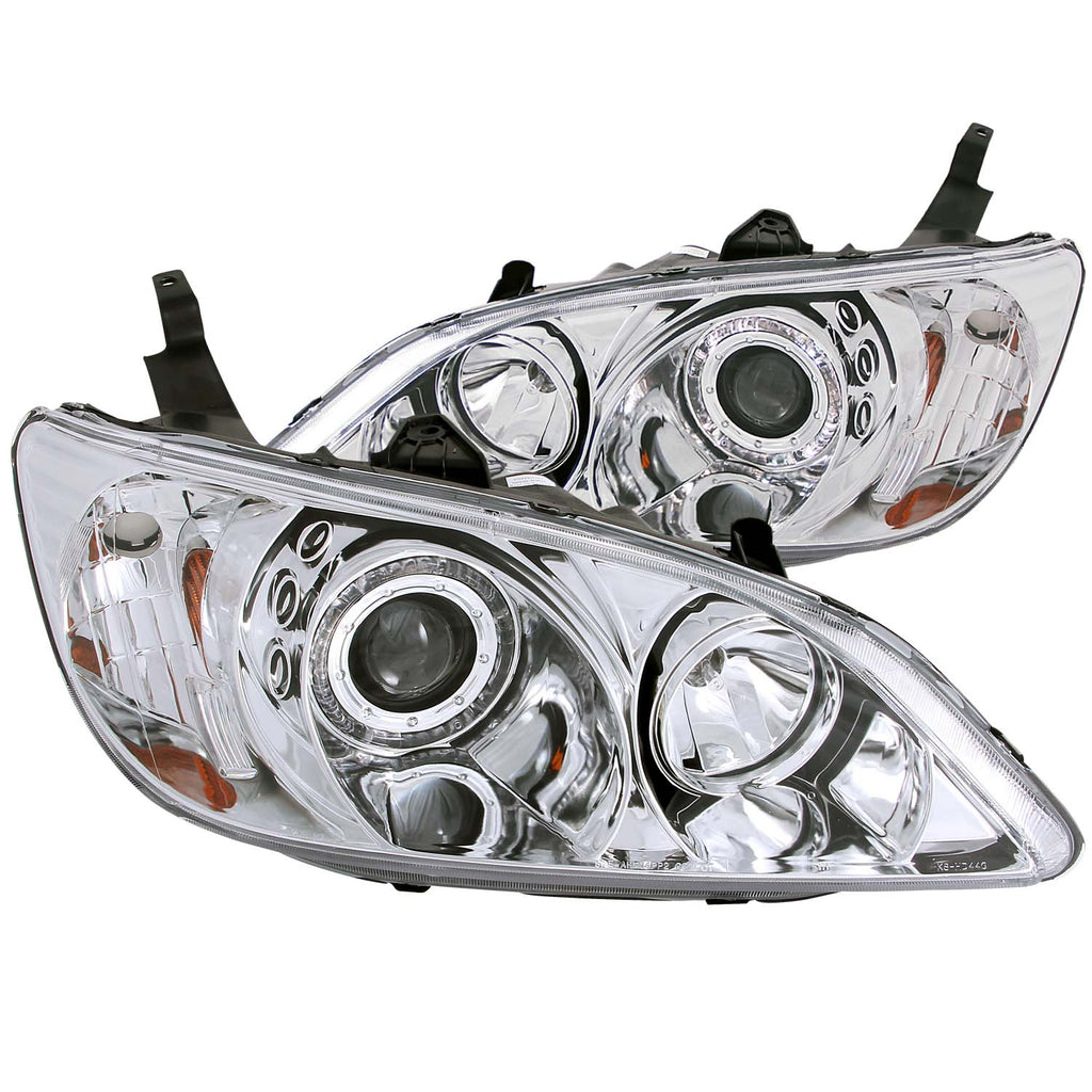 ANZO USA-121060 | Projector Headlight Set w/Halo; Clear Lens; Chrome Housing;Pair CCFL;