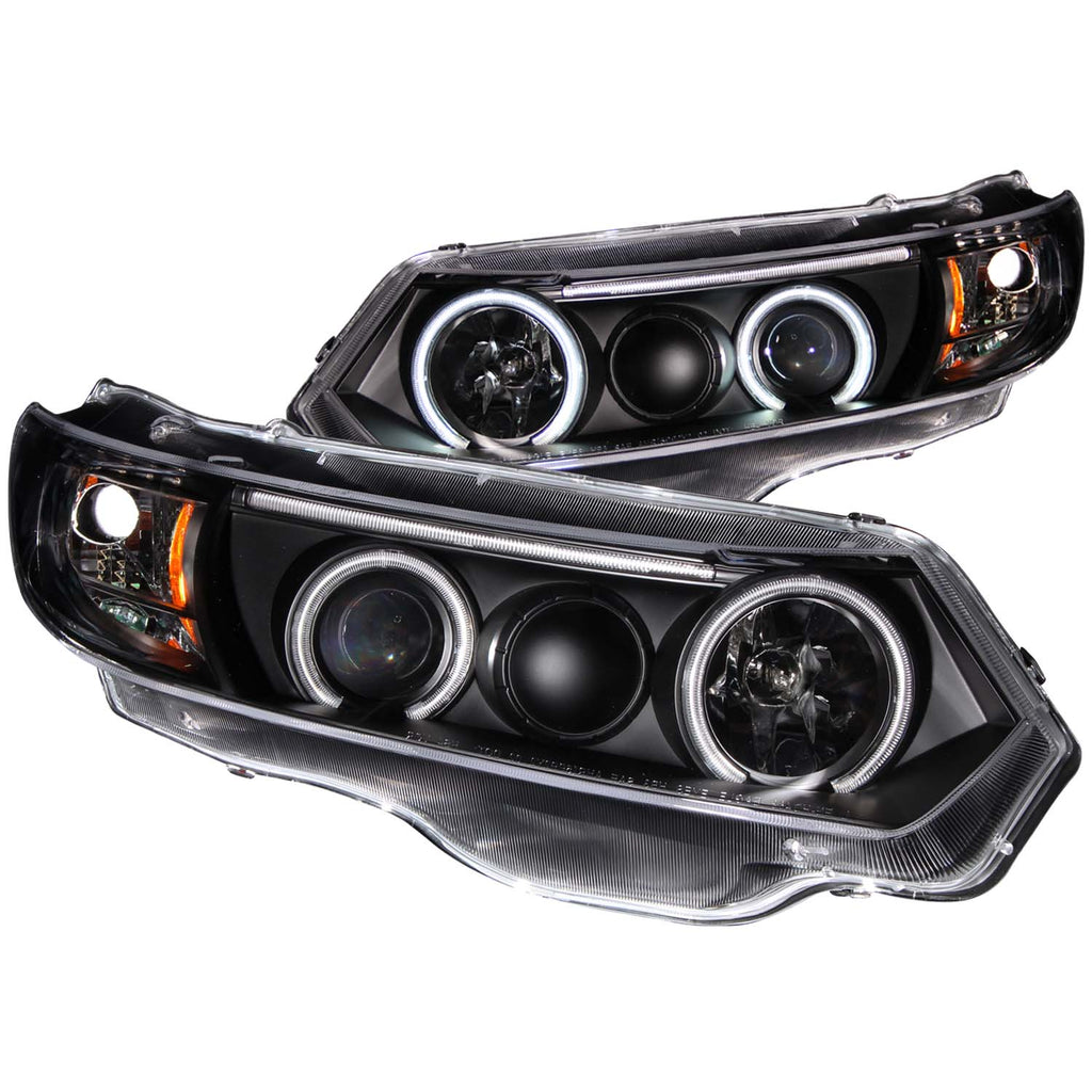 ANZO USA-121062 | Projector Headlight Set w/Halo; Clear Lens; Black Housing;Pair CCFL;